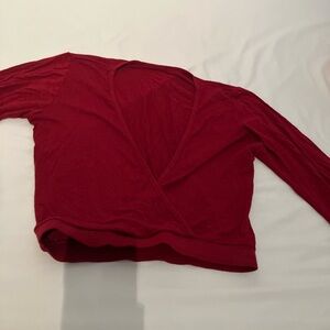 Red, SHEIN, long-sleeved, crop top
